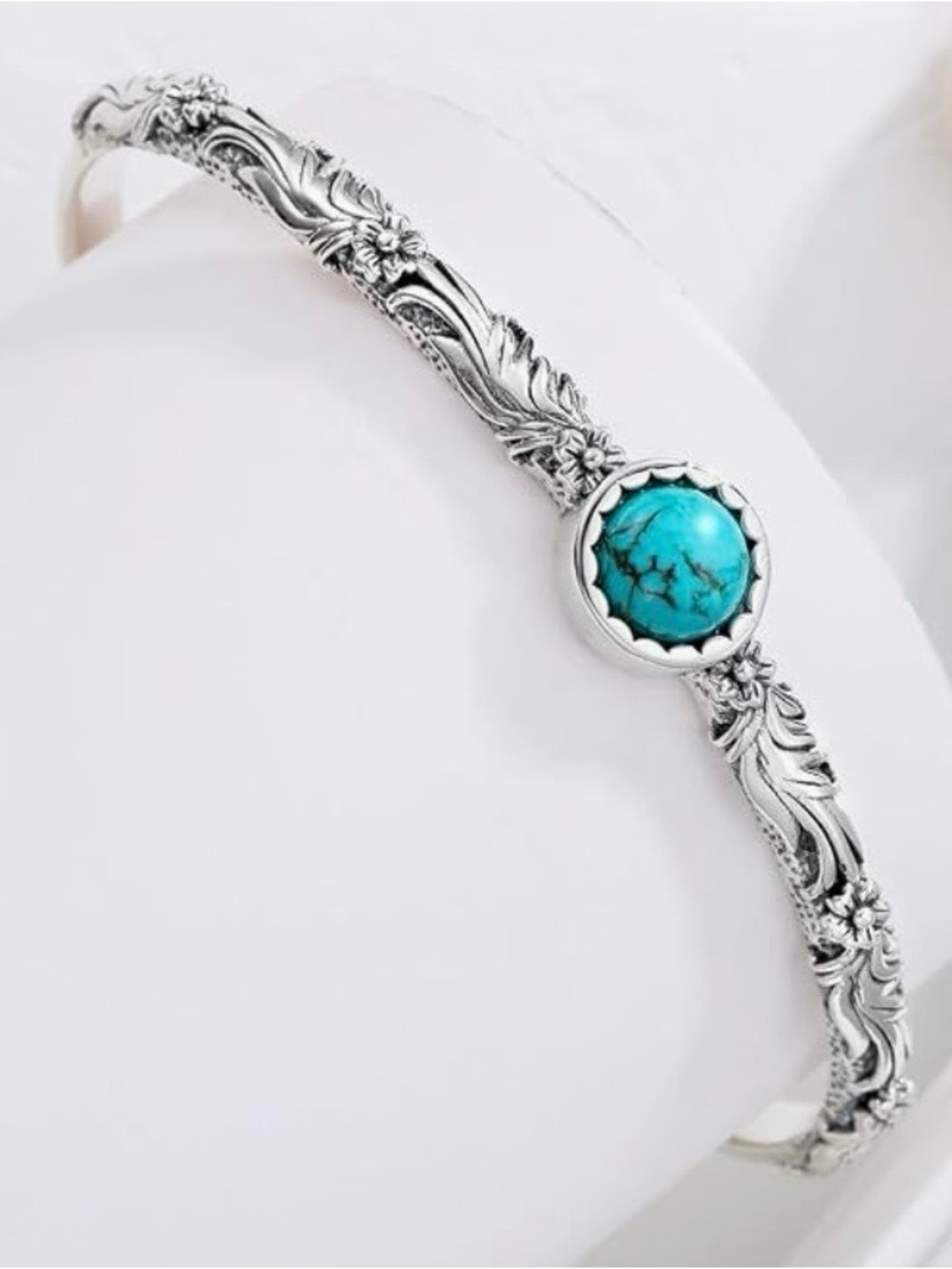 Silver Cuff Bracelet Turquoise Stone